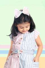 Trendy Mini Jumpsuit With Stripes For Girls - Lagorii Kids