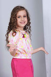 Printed White Top With Pink Skirt Set For Girls - Lagorii Kids