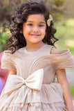 Fawn Bow Embellished Party Wear Frock For Girls