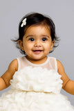 White Frock With Ruffled Embellished For Girls