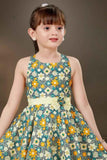 Stylish Blue Floral Printed Sleeveless Frock For Girls - Lagorii Kids