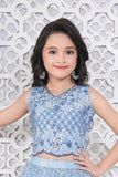 Sky Blue Embroidered Lehenga Choli with Sequin and Thread Work For Girls