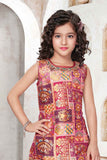 Rani Pink Brocade Kurta With Patiala Bottom For Girls