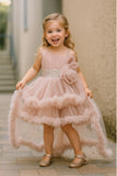 Dusty Pink Layered Ruffled With Sequins Party Frock For Girls