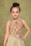 Cream Sequins Work With Thread Embroidery Palazzo Set For Girls
