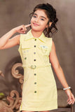 Stylish Yellow Dungaree With Waist Belt For Girls - Lagorii Kids