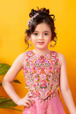 Pink Sequins Work With Thread Embroidery For Palazzo Set For Girls