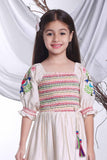 Stylish Beige Casual Frock With Embroidery for Girls - Lagorii Kids