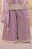 Lavender Designer Embroidered Palazzo Set For Girls