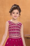 Elegant Rani Pink Sequins Embroidered Lehenga Choli With Dupatta For Girls