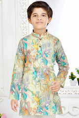 Multicolor Floral Printed Kurta Set For Boys