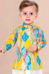 Multicolor Printed Kurta With Dhoti Set For Boys