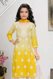 Yellow And White Thread Work And Sequins Sharara Set For Girls