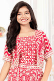 Rani Pink Sequins Embroidered With Overcoat Palazzo Set For Girls