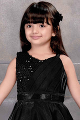 Black Sequins And Stone Work Party Wear Gown For Girls