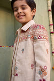 Boys Ivory Embroidered Coat Suit Set