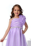 Designer Lavender Floral Appliqué Party Wear Gown For Girls