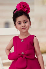 Rani Pink Sleeveless And Bow Embellishment Gown For Girls