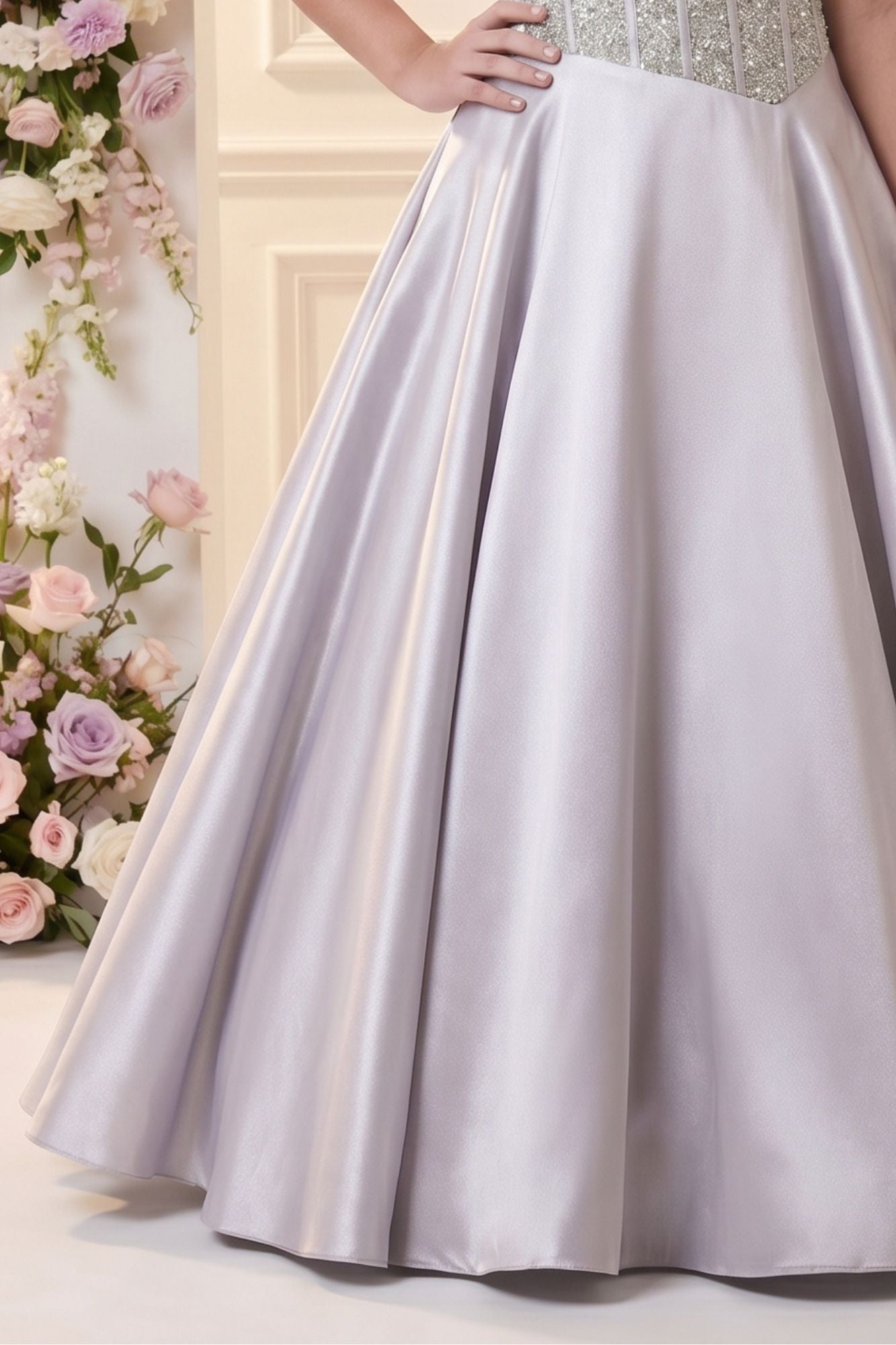 Lavender Sequin Embellished Gown For Girls