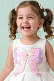 Girls Cream Sequin Bow Embellished Party Wear Frock