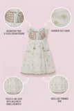 Cream Zari Embroidered Dress  For Girls