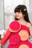 Pink And Peach Embellished Party Wear Gown For Girls