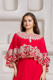 Designer Red Lehenga Choli with Embroidered Cape For Girls