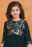 Classic Navy Blue Sequins Embroidery Ethnic Gown For Girl