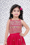 Red Sequins Embroidered Lehenga Choli Set for Girls