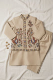 Beige Multicolor Embroidered Kurta Set For Boys