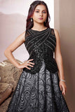Classic Black Sequined Partywear Gown For Girls