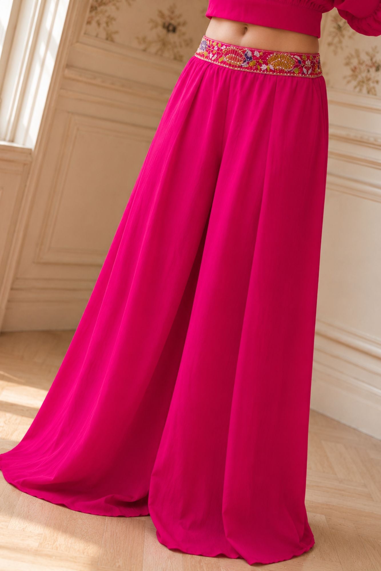 Rani Pink Embroidered Palazzo Set
