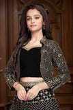 Designer Black Zari Embroidered Lehenga Choli Set for Girls