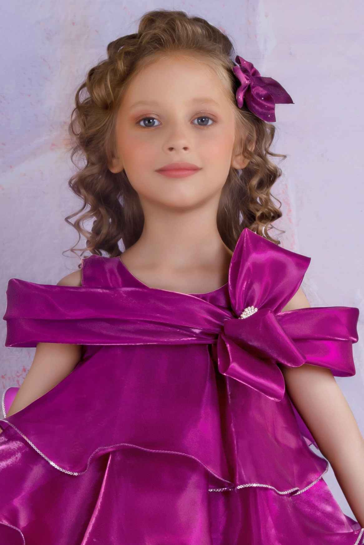 Radiant Ruffle Magenta Party Wear Frock For Girls