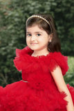 Radiant Red Tailback Frock for Kids: Playful Elegance in Every Twirl