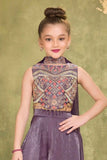 Designer Purple Thread Embroidery For Palazzo Set For Girls