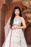 Elegant White Sequin Lehenga Choli Set With Dupatta For Girls - Lagorii Kids
