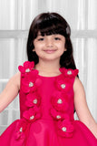 Rani Pink Floral Embellished Party Wear Tailback Frock For Girls