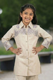 Cream Patchwork Casual Co-ord Set for Girls