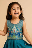 Teal Green Floral Lehenga Choli Set For Girls