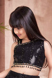 Designer Black Sequins Embroidered And Bead Work Lehenga Choli Set For Girls