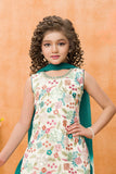 Teal Green and Cream Printed Patiala Set with Dupatta For Girls