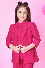 Stylish Pink Co-Ord Set With Blazer For Girls