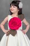 Elegant White Frock With Floral Embellished For Girls