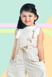 Stylish Capri Style Beige Jumpsuit For Girls - Lagorii Kids