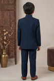 Designer Teal Jodhpuri Suit Set With Royal Deer Motif For Boys