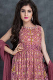 Pink Printed and Sequin Embellished Palazzo Set for Girls