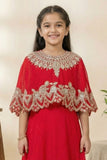 Designer Red Lehenga Choli with Embroidered Cape For Girls