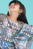 Stylish Multicolor Printed Dress With Butterfly Sleeves For Girls - Lagorii Kids