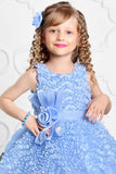 Blue Net Party Wear Tailback Frock Embellished With Floral For Girls - Lagorii Kids